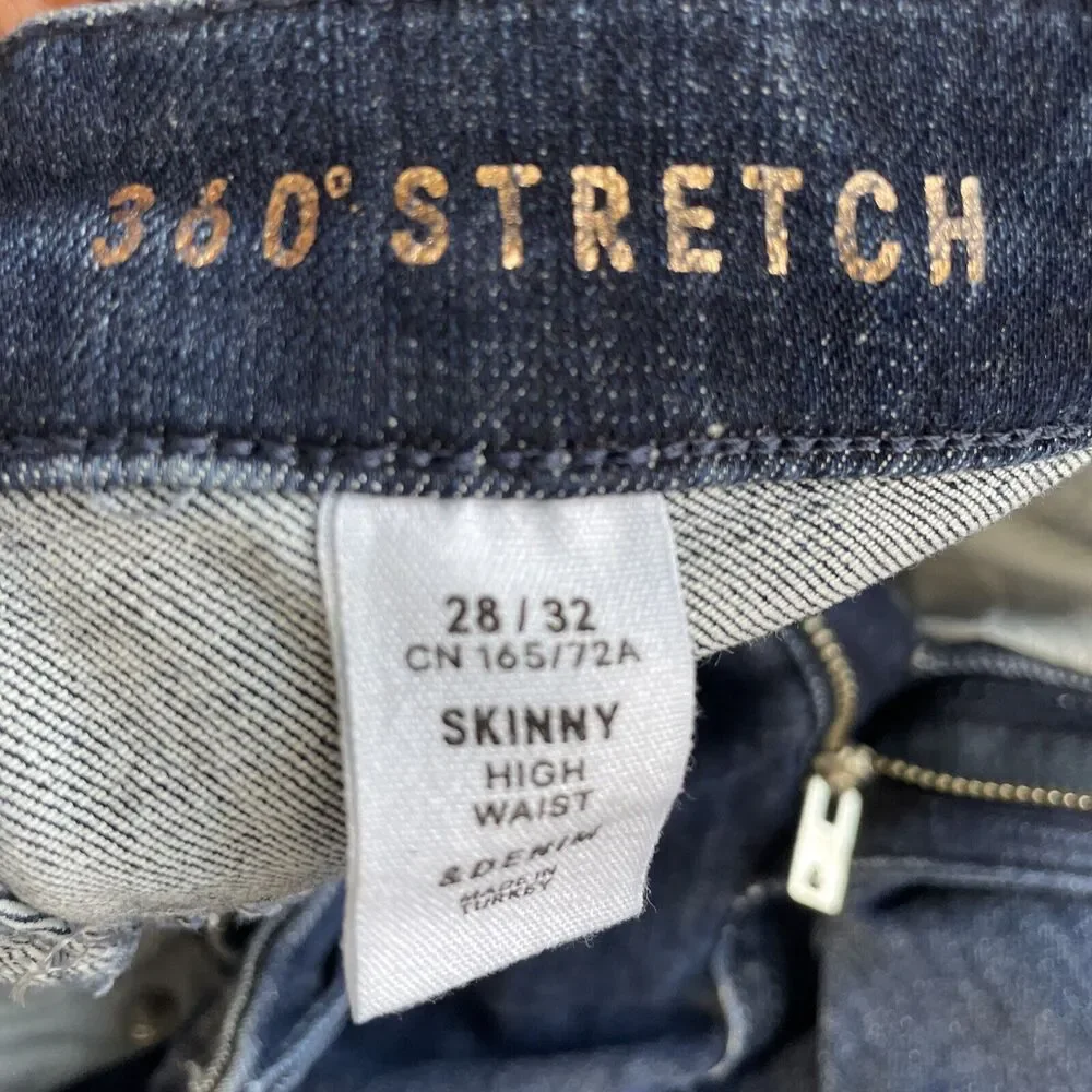 & Denim Women's 360 Stretch Jeans Skinny High Waist Size 28/32 Everyday Casual